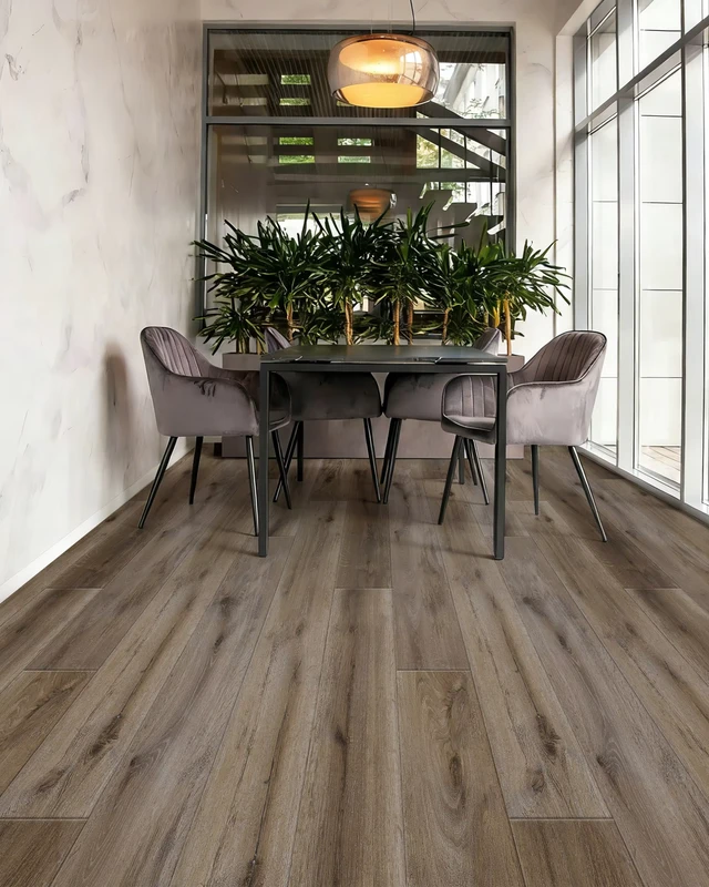 100% Waterproof Wood Flooring SPC Floor 8mm Unilin Click Engineered Wood Flooring Oak Wood Grain Floor with IXPE Underlayment