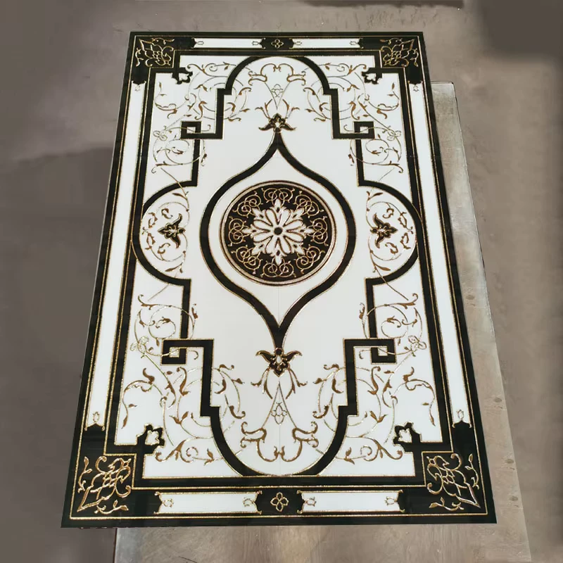 1200x1800mm Golden Black Floor Six in One Polished Golden Crystal Porcelain Floor Carpet Tiles