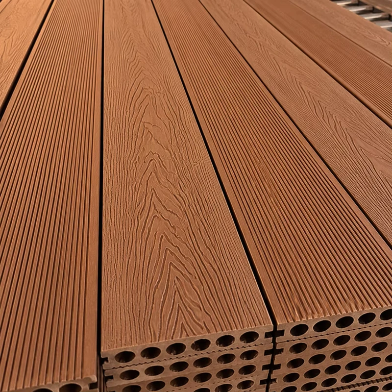 140x25mm Solid WPC Anti Slip Exterior Waterproof Decking Board for Mall Walkway