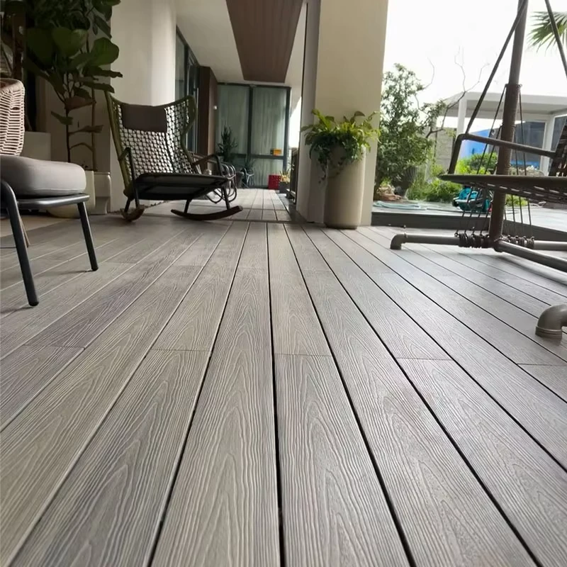 148*23mm Brushed Outdoor Modern Anti Slip DUAL LOCK Click Waterproof WPC Wood Plastic Composite Decking Park Garden
