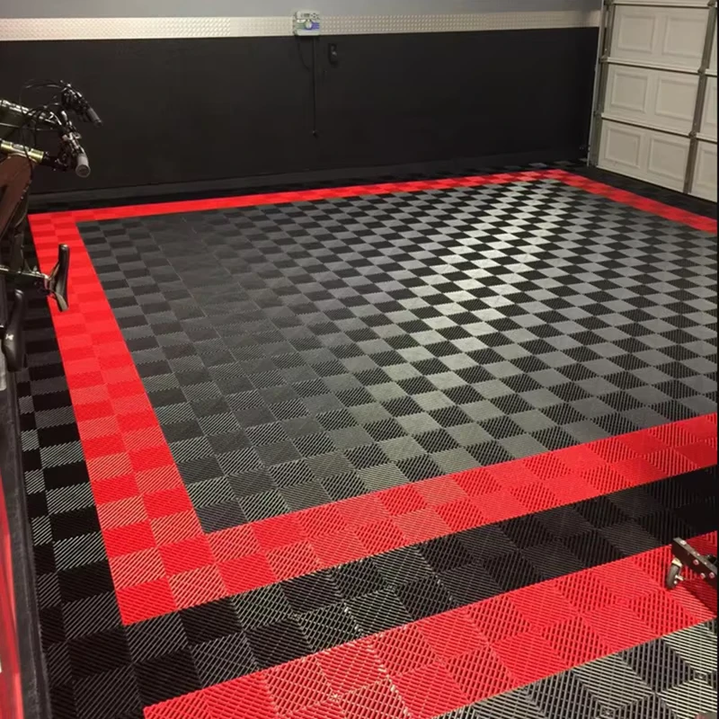 18MM Non Slip PP Modular Interlocking Garage Flooring Car Wash Detailing Plastic Garage Floor Tiles