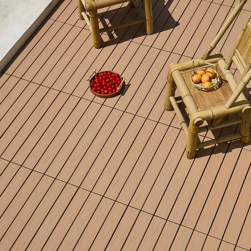 2nd Gen Co Extrusion WPC Decking Anti Corrosion Interlocking Tiles for Outdoor Balcony Garden Terrace Renovation