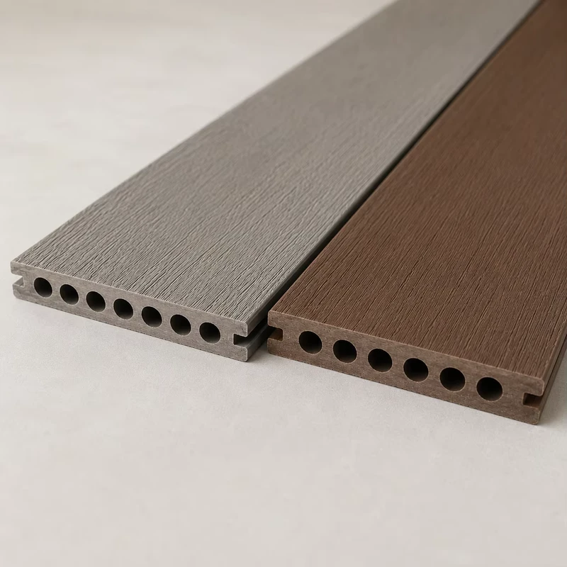 2nd Gen Co-extrusion WPC Decking Board Round Hole Marina Anti-Slip Waterproof Salt Resistant Interlocking Outdoor Pier Flooring