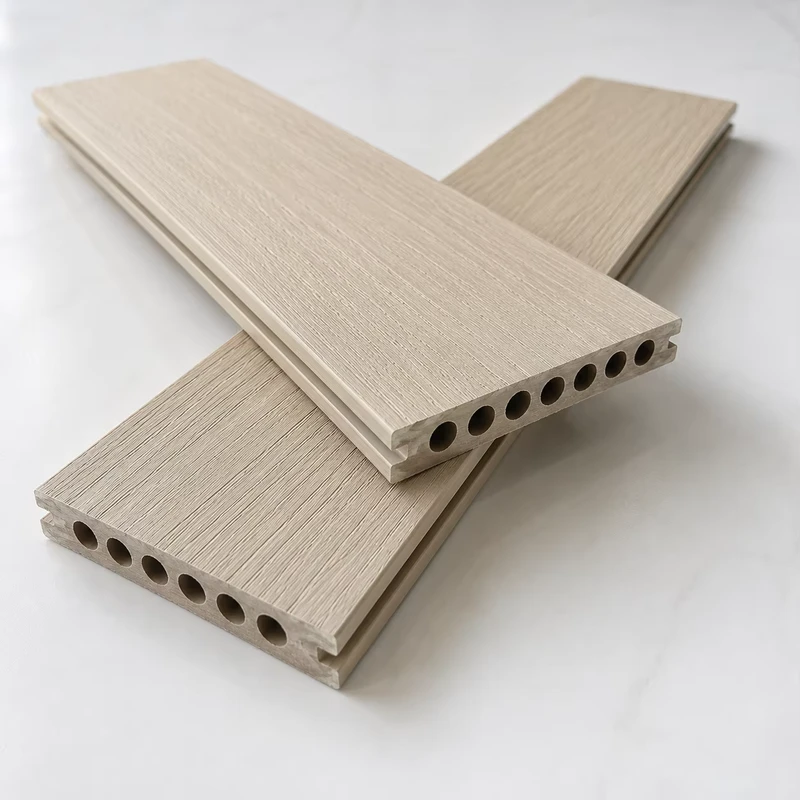 2nd Gen Co-extrusion WPC Decking Board Round Hole Rooftop Anti-Slip Waterproof Interlocking Lightweight Outdoor Terrace Flooring