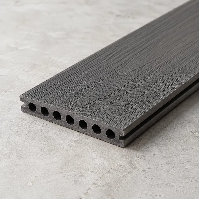 2nd Gen Co-extrusion WPC Decking Board Round Hole Scratch Resistant Anti-Slip Waterproof Interlocking Outdoor Garden Flooring