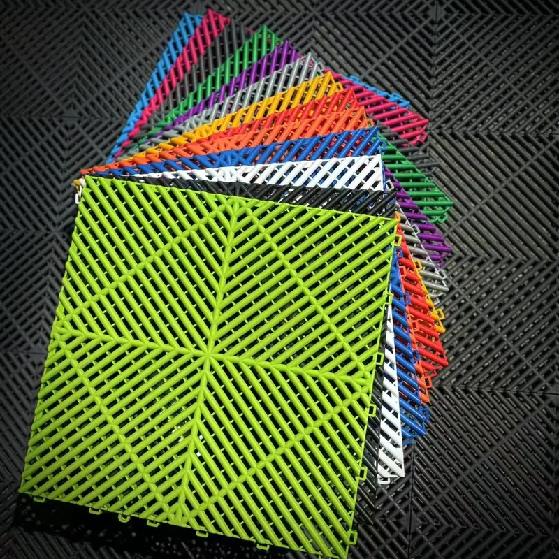 380G Modular Garage Floor Tiles Interlocking PP Plastic Mats for Car Wash Warehouse Showroom Vented & Durable Design