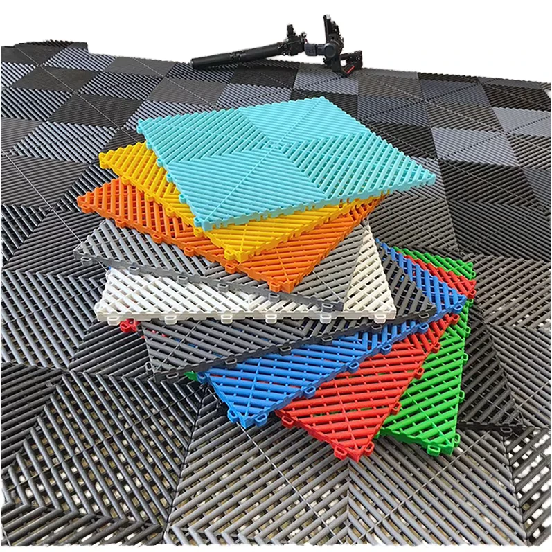 40*40*1.8cm Interlocking Plastic PP Garage Flooring Tiles Anti-Slip Workshop Plastic Floor Tiles with Easy Click Installation