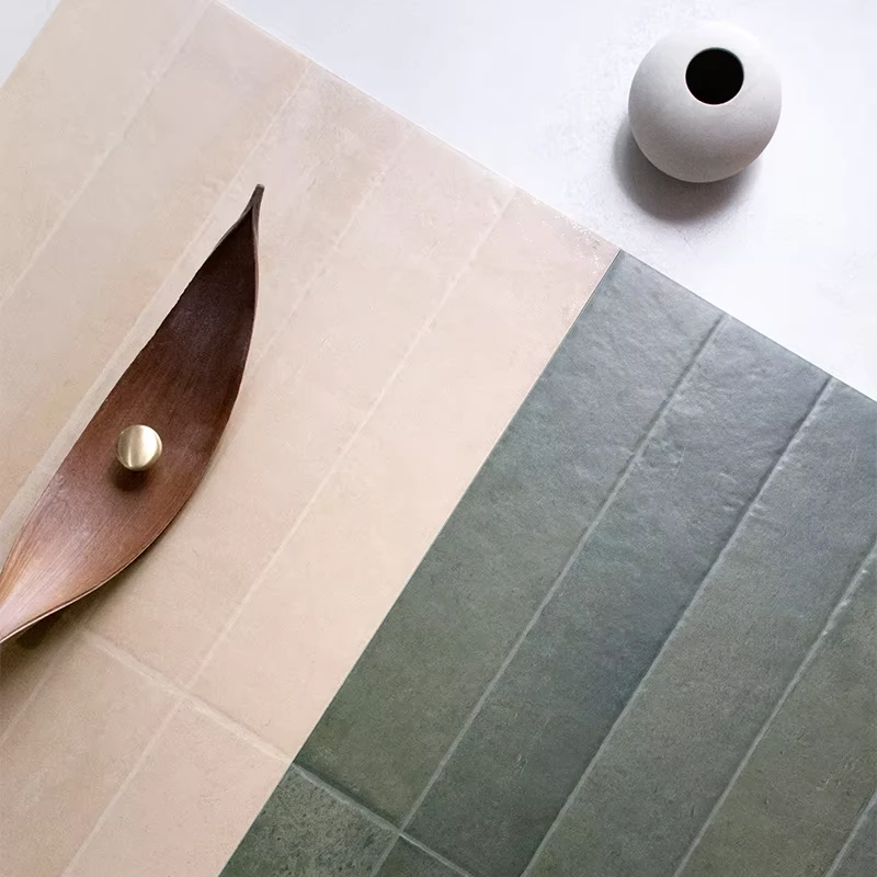 400x800mm Retro Green Porcelain Tiles for Kitchen Bathroom Restaurant Bar Homestay Long Strip Wall and Floor Tiles