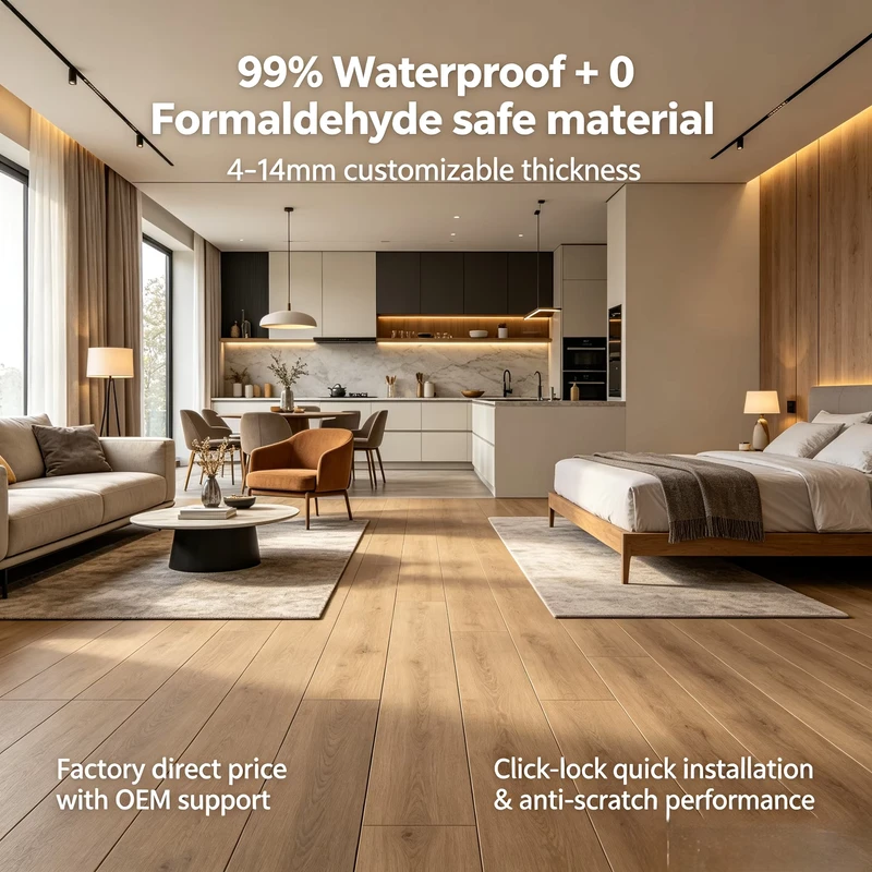 4mm 5mm 6mm 7mm SPC Click Flooring Waterproof IXPE Underlay Rigid Core Vinyl Plank Factory