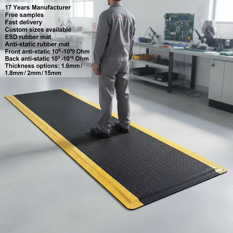 60x90cm 60x45cm Industrial Antistatic Non Slippery Rubber ESD Anti Fatigue Comfort Floor Mat