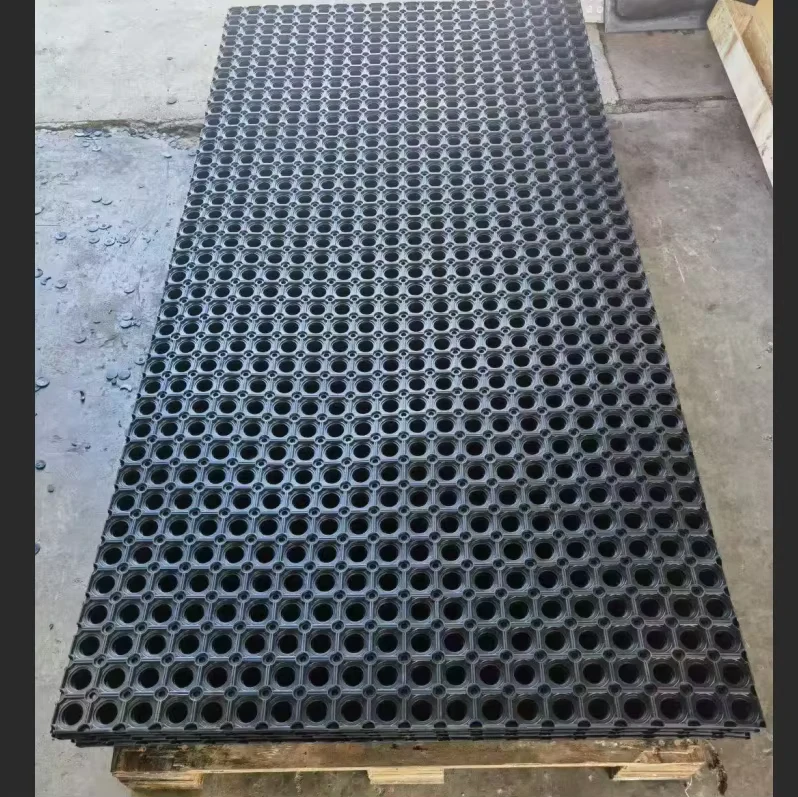 Anti Slip Holes Hollow Ring Restaurant Kitchen Garden Floor Rubber Mat Rubber Anti fatigue Drainage Mat