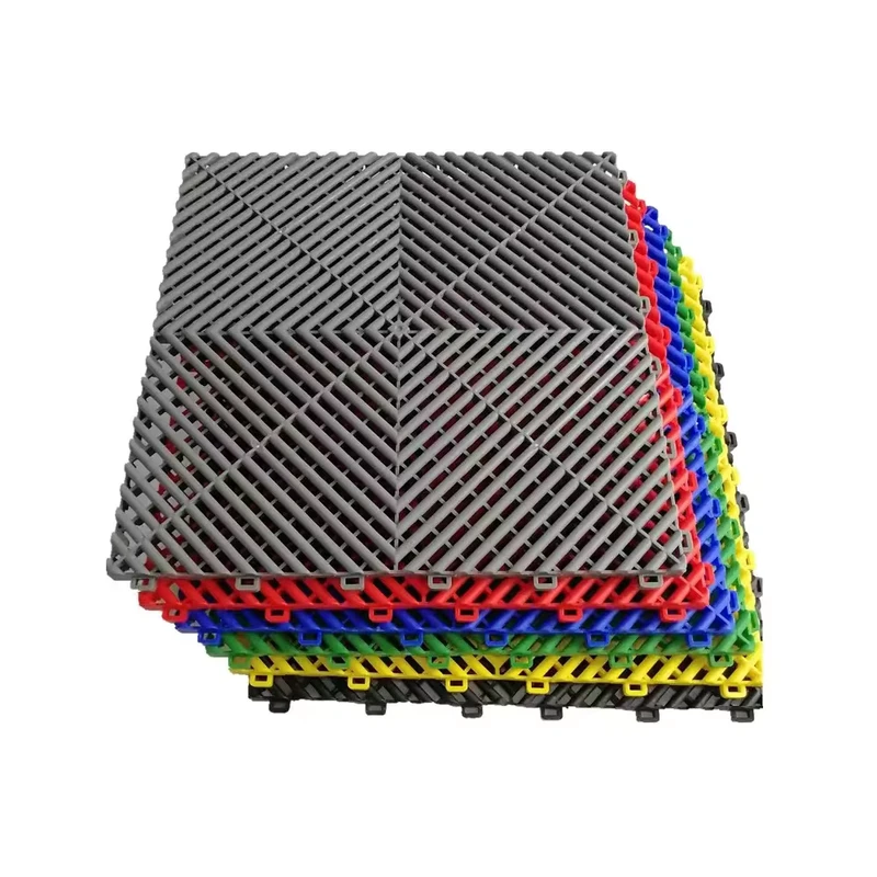 Anti Slip Industrial PVC Plastic Vented Garage Floor Tiles PP Interlocking Floor Modular Workshop Garage Floor Tiles 400*400mm