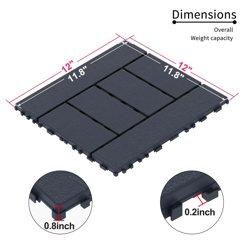 Anti Slip PP Flooring Easy Installation Interlocking DIY PP Tiles for Garage Outdoor Use PP Material