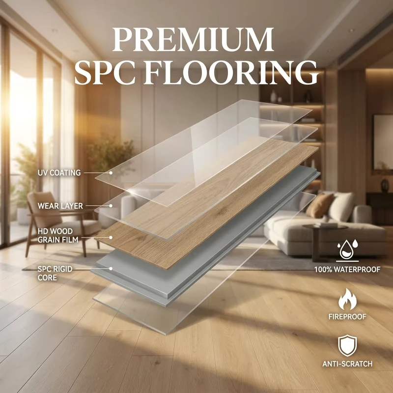Anti slip Fireproof SPC Flooring 4-10mm IXPE Underlay Waterproof Rigid Core Vinyl Plank Luxury Vinyl Flooring LVP