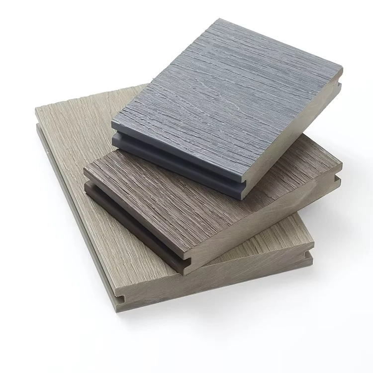 Anti slip Outdoor Wpc Composite Wood Solid Co extrusion Deck Tiles 140*23mm Engineered Flooring