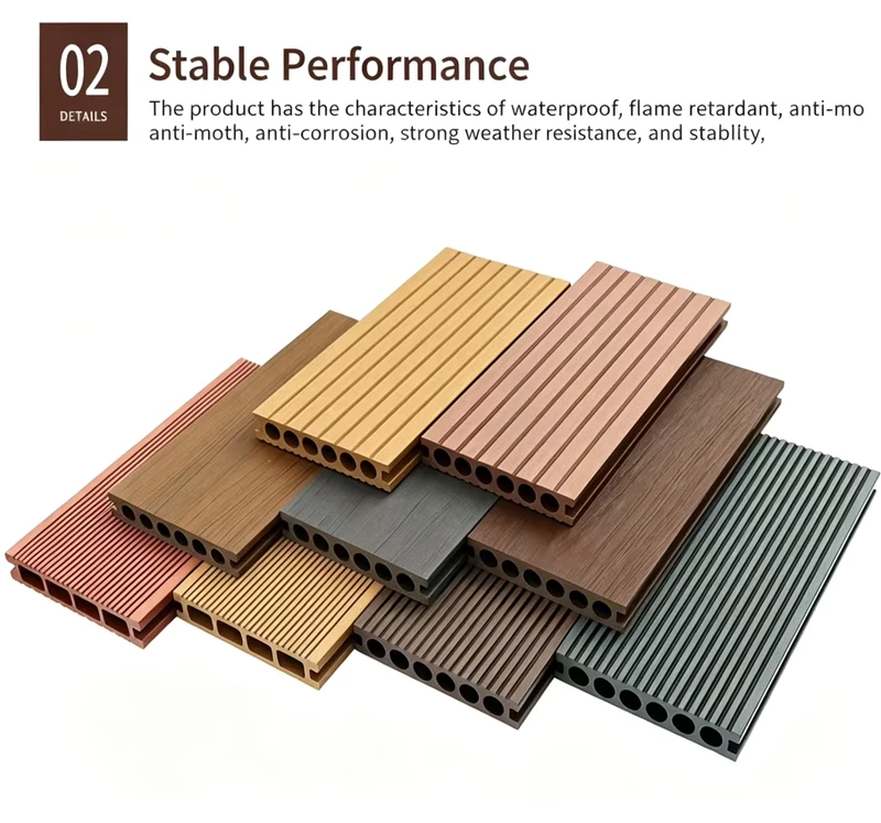 Anti slip WPC Decking Flooring Striped Outdoor Patio Wood Plastic Composite Deck Board