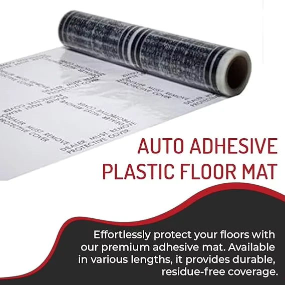 Auto Adhesive Plastic Floor Mat 4 Mil Perforated Every 24″ 100 Mats Per Roll (24″ Wide 200′ Long)