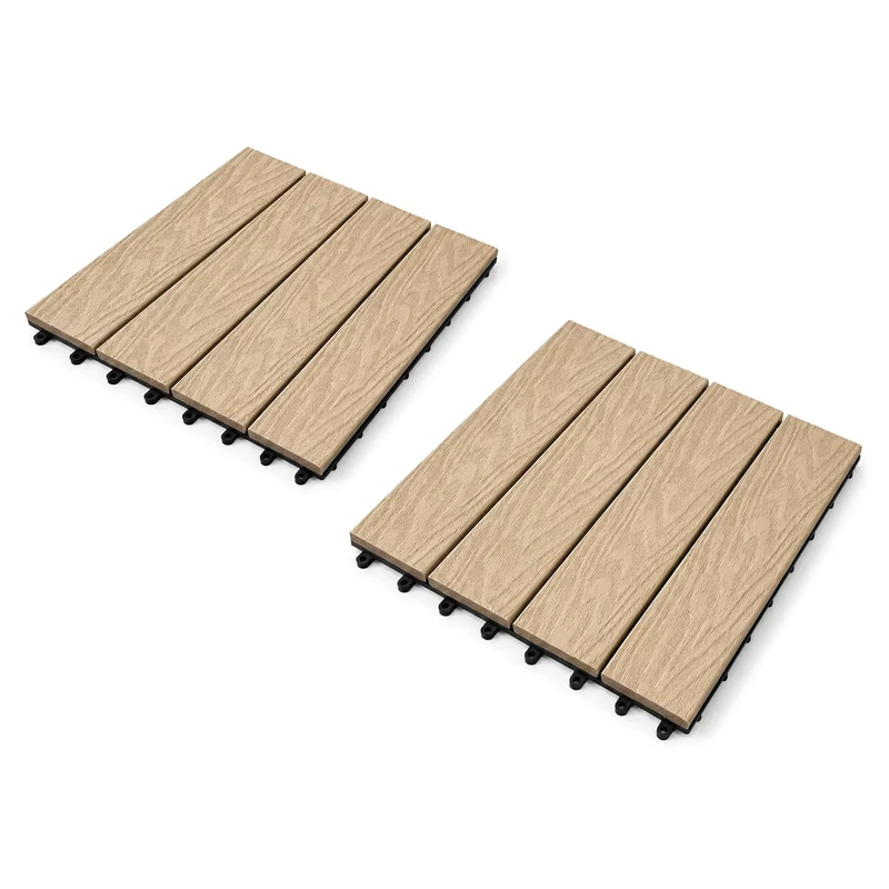 Backyard WPC Interlocking Floor Tiles 30x30cm UV Resistant Waterproof Composite Outdoor Decking
