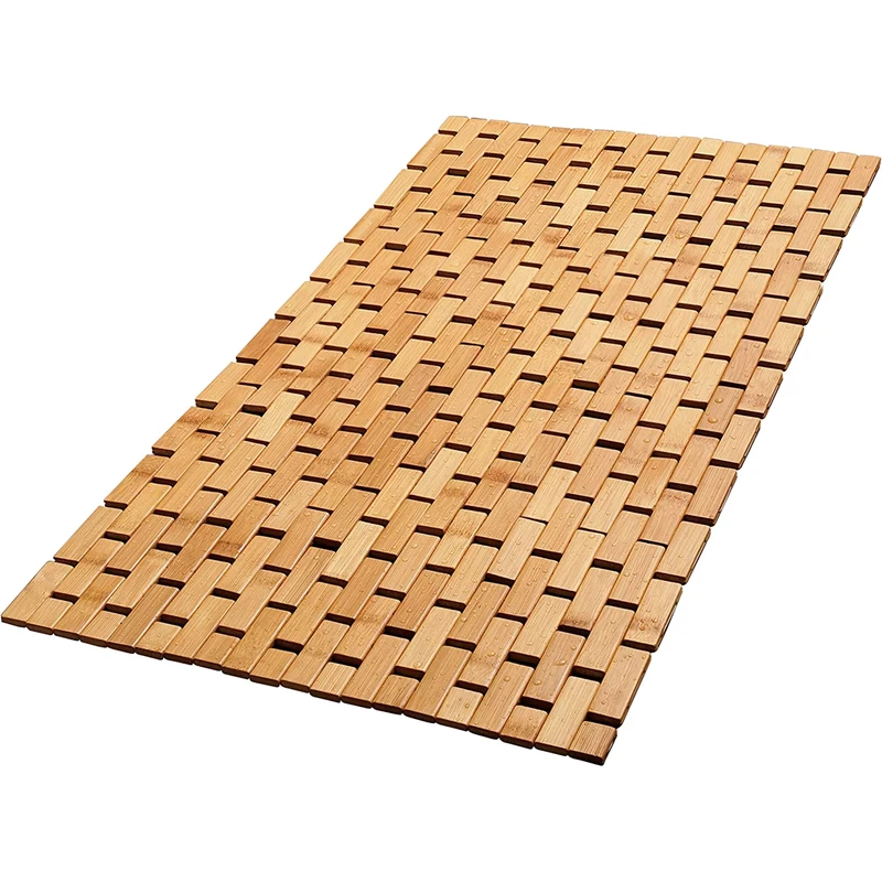 Bamboo Bath Mat Non Slip Quick Drying Mat for Bathroom and Kitchen Comes in Water Resistant Organic Bamboo