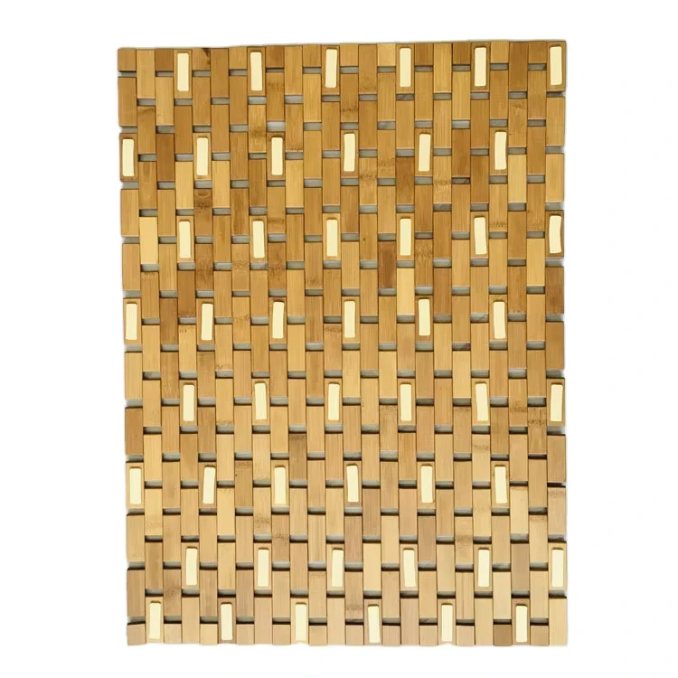 Bamboo Non Slip Bathroom Mat Waterproof Hotel Bedroom Bathroom Foot Insulation Waterproof Floor Mat Printed Square Splicing