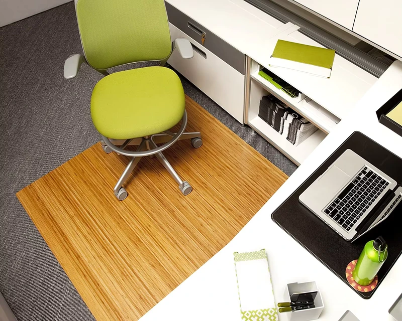 Bamboo Roll-Up Chair Mat Without Lip Natural 52 X 48″ 5mm Thick