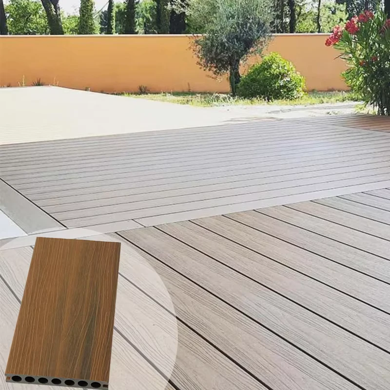 Bamboo Wood Plastic Composite Decking Floor Co-extrusion Hollow Outdoor WPC Decking