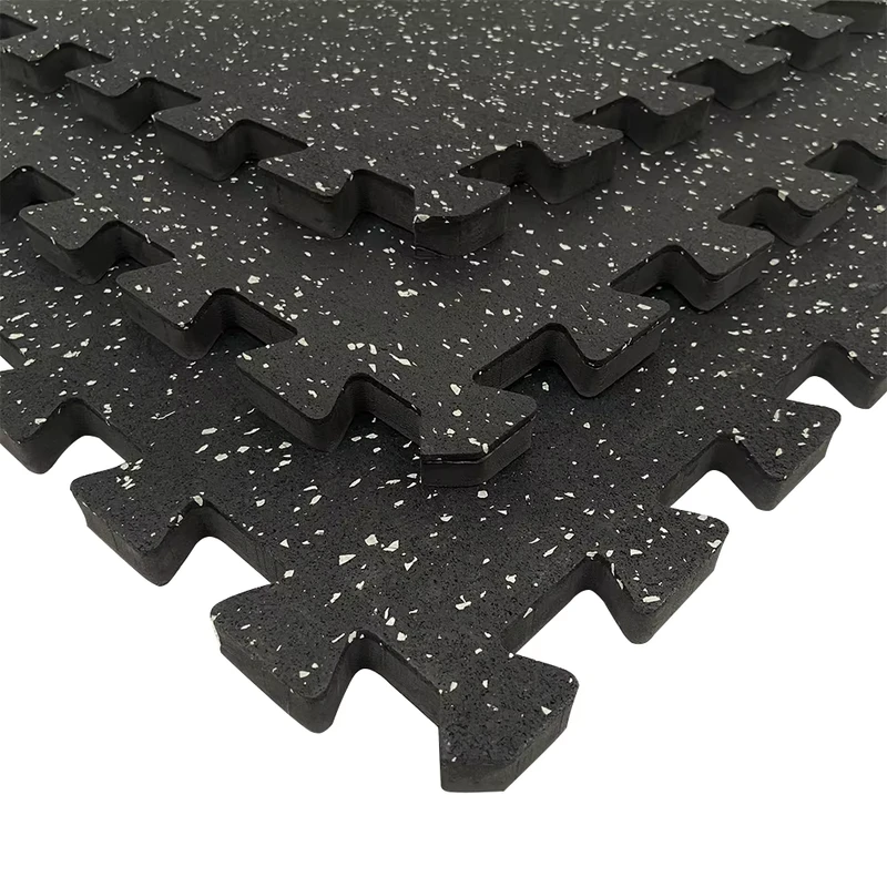 Black 12-20mm Thick Protective Ground Floor Impact Rubber Topped EVA Foam Flooring Tiles for Home Gym Equipment Garage