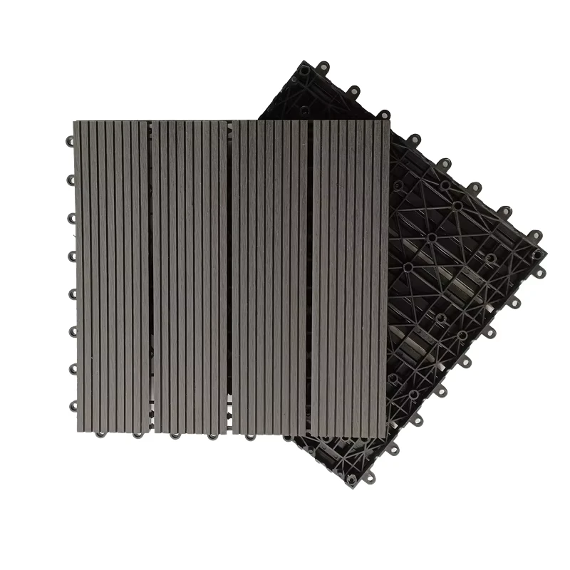 Black DIY WPC Composite Decking Board Interlocking Wood Tiles for Outdoor Garden Swimming Pool Waterproof Anti Slip Asian