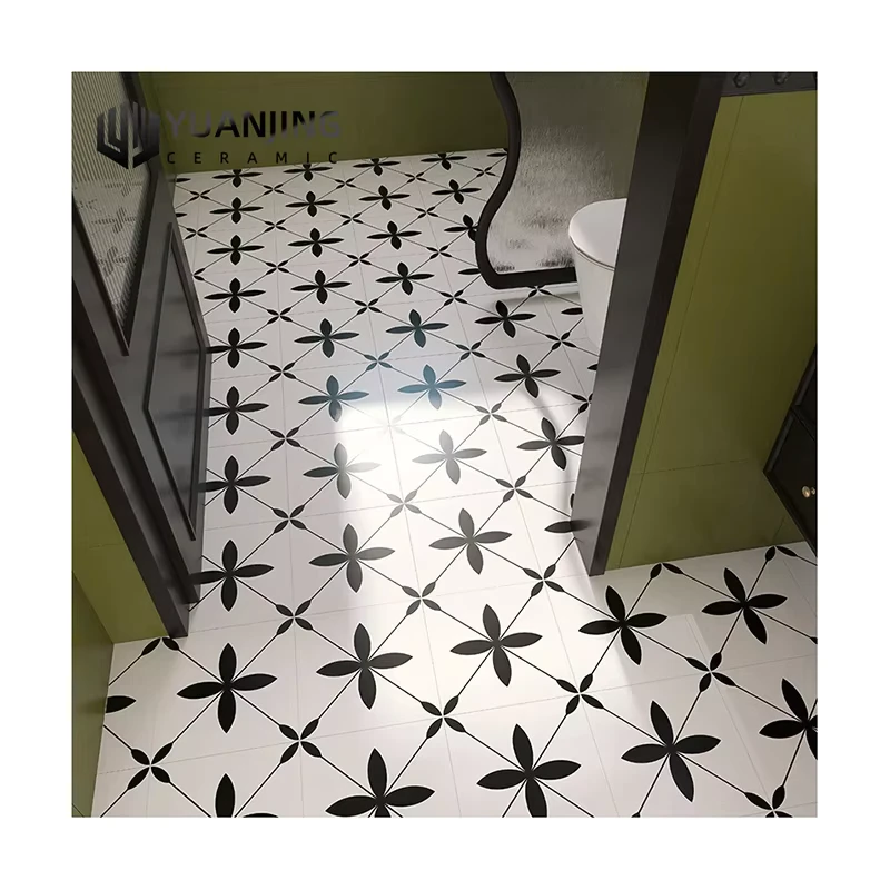 Black White Pattern Tiles 300×300 Minimalist Kitchen Bathroom Balcony Matte Anti Slip Floor Ceramic Tiles