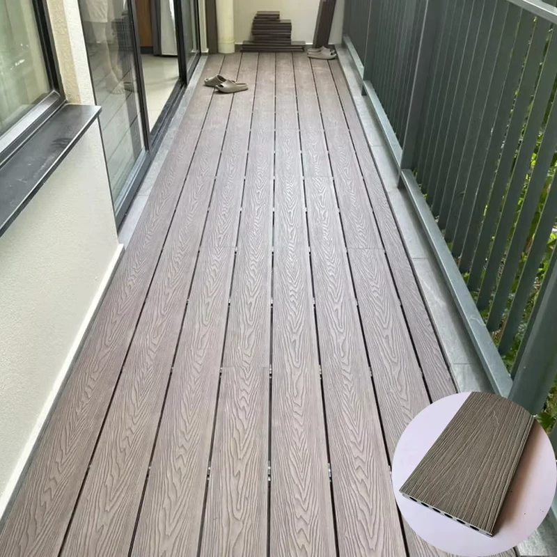 Brushed WPC Decking Board Anti-Slip Waterproof Outdoor Engineered Wood Composite Flooring for Patio Garden Terrace