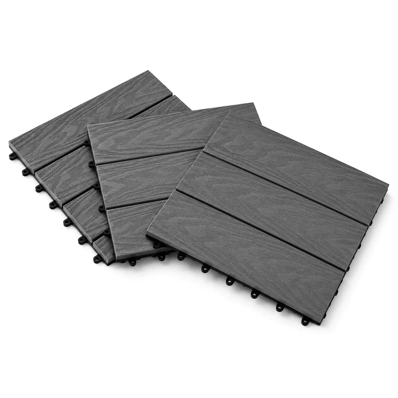 Bulk Supply WPC Interlocking Deck Tiles 30x30cm Waterproof Anti Slip DIY Co Extrusion Garden Flooring