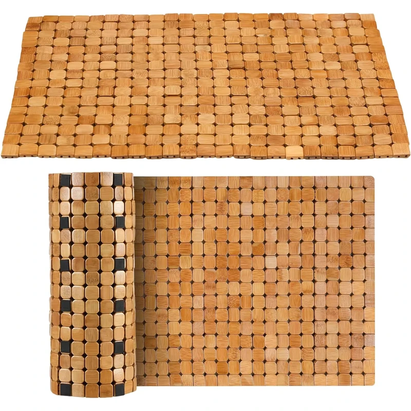 CR Bathroom Bamboo Bath Mat Bathtub Non Slip Bamboo Shower Mat Floor Wooden Bamboo Rug for Bathroom Accessories Spa Kitchen