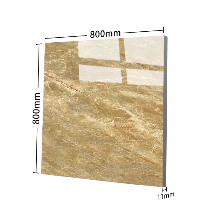 Ceramic Floor Tiles Marble Yellow Designs 800x800mm Polished Glazed Porcelain Tile for House Construction Materials