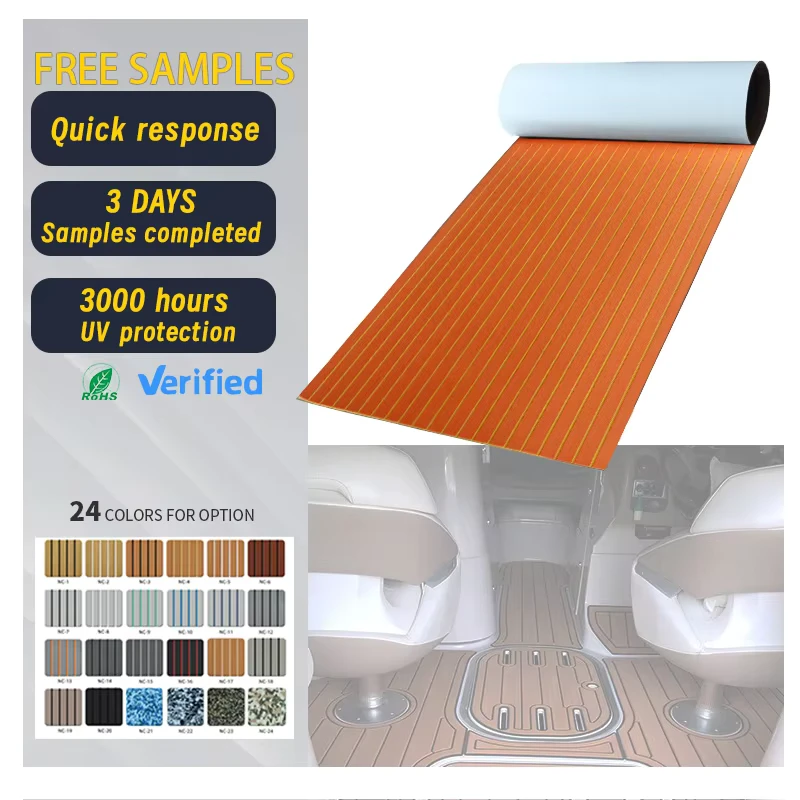 China Manufacturer PE/EVA Brushed Boat Teak Decking Yacht Marine Flooring Carpet Outdoor Modern