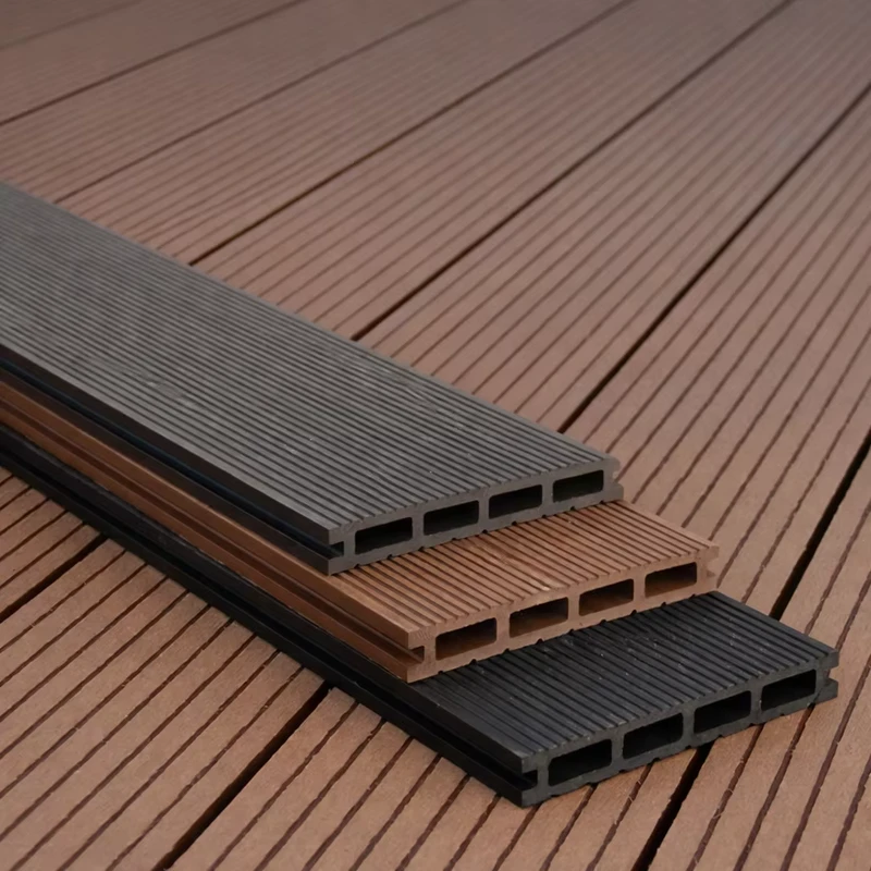 Classic Grooved WPC Decking Hollow Composite Deck Boards UV Resistant Outdoor Deck Flooring OEM Supplier