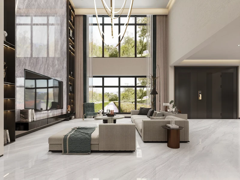Cloud White Marble Look Porcelain Tile 900x1800mm for Villa Hotel Office Modern Bathroom Wall and Floor