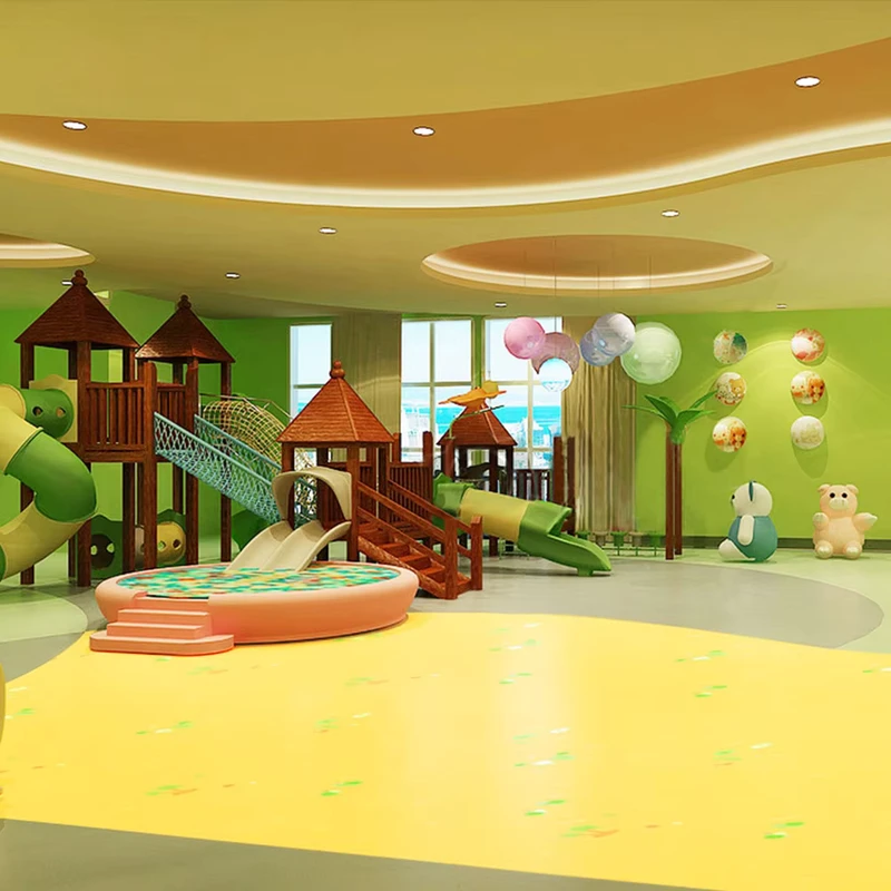 Colorful Soft Plastic Flooring for Kindergarten Protect Children From Injury Badminton Flooring PVC Sports Indoor Floor