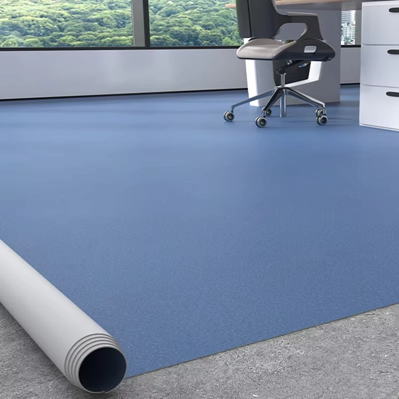 Commercial PVC Vinyl Flooring Roll Easy Install Direct Lay Waterproof Fireproof Supermarket Office Beauty Salon Modern Wear