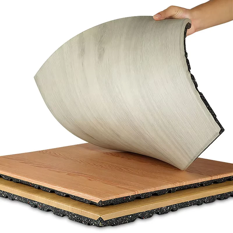 Commercial PVC Wood Pattern Rubber Gym Floor Tiles Protective Mat Gym Flooring Rubber Tiles EPDM Gym Wood Floor