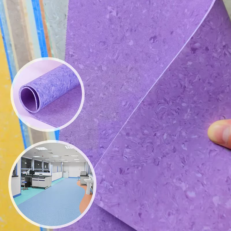 Conductive Homogeneous Vinyl Flooring Roll Anti Static PVC Hospital Grade Waterproof Non Directional Durable Mall Adhesive