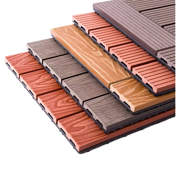 Contemporary 300*300mm DIY WPC Interlocking Deck Tiles Waterproof Composite Outdoor Flooring for Patio Garden Anti Slip Click
