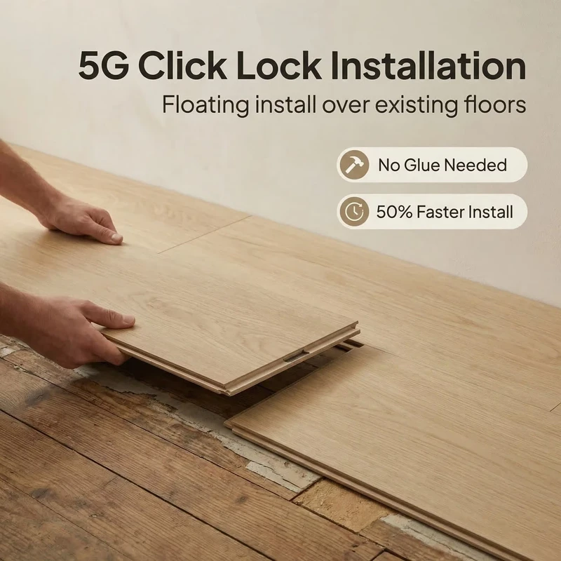 Cork Backed White Oak Engineered Wood Flooring Industrial Acoustic Planks for Apartments Bedrooms Living Rooms & Gyms