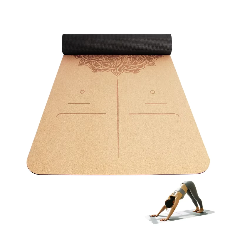 Cork Yoga Mat Thick Non Slip TPE Fitness Mat Thin Eco Friendly Yoga Mat for Home Gym Pilates Anti Skid Exercise Mat