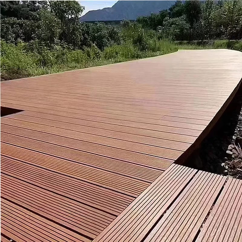 Crack resistant Outdoor Bamboo Deck Wood Flooring Durable Heavy Solid Wooden Decking Waterproof Easy Install Carbon Board Floors