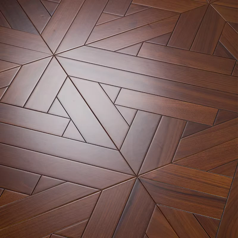 Custom Black Walnut Parquet Wood Flooring ENF Grade Solid Wood Flooring for Living Room Bedroom