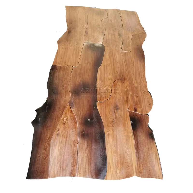 Custom Made Unique Irregular Shape Composite Wood Veneer Laminated Retro Style Antiqued Art Parquet Flooring Walnut