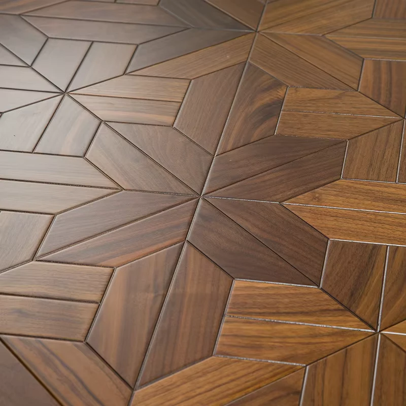 Custom Pattern Black Walnut Parquet Flooring ENF Standard Solid Wood Flooring for Bedroom Living Room