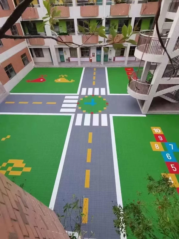 Custom Pattern Modern Anti slip Outdoor Multi sport PVC Interlock Modular Sport Flooring Tiles