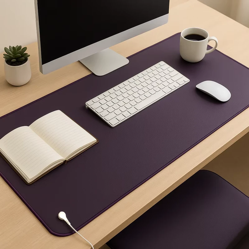 Custom Purple PU Leather Grounding Mat Conductive Anti Static Earthing Pad for Desk or Floor Office Use Factory Direct Supply