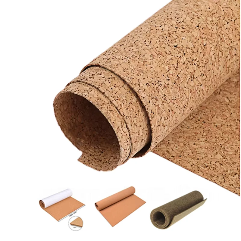 Custom Self Adhesive Cork Roll 2mm 3mm Natural Eco Friendly REACH Certified Indoor Outdoor Shock Absorption Flooring